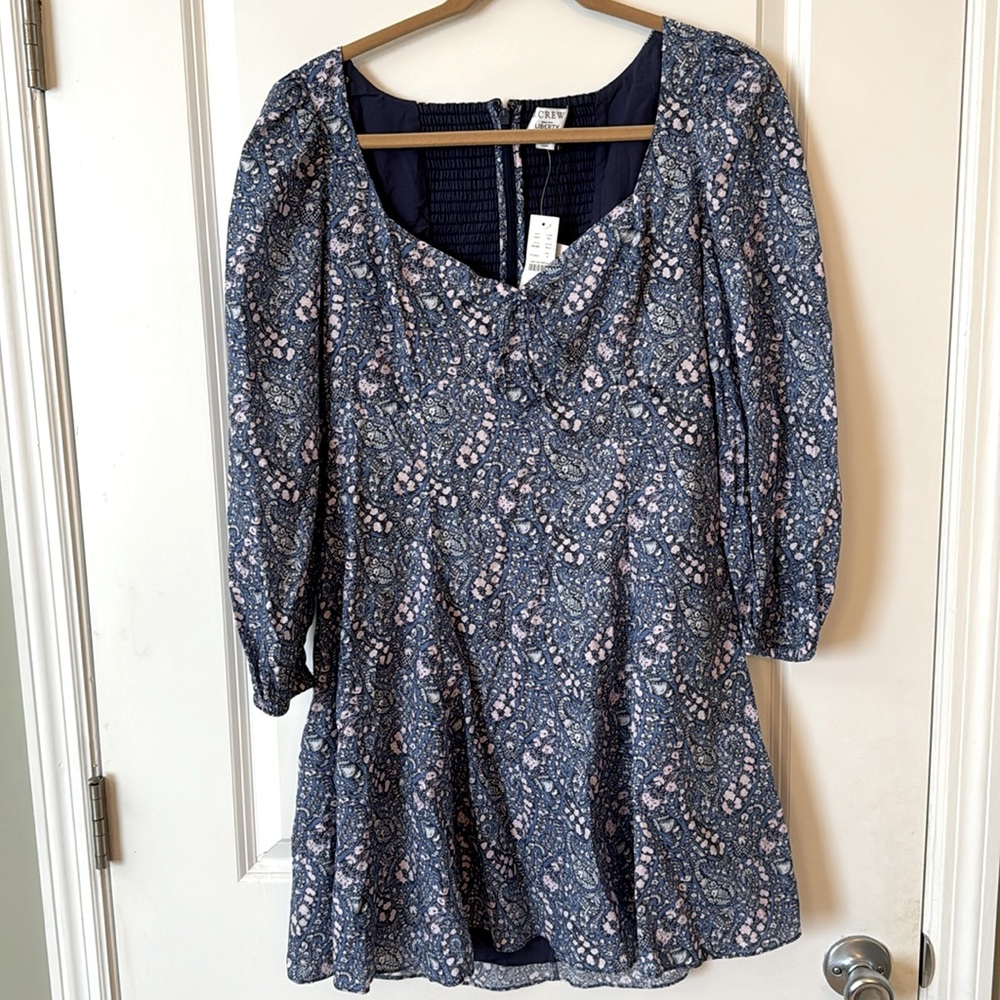J. Crew Blue and Pink Floral Dress